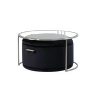 Aria Silver Coffee Table and Storage Ottoman Black - Set