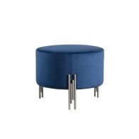 Rubell Grand tabouret, piétement argent - Bleu marine