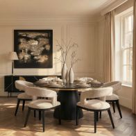 Brewster 6-8 Seat Black Dining Table and 6 Madison Dining Chairs