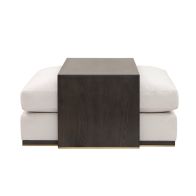 Burbank Footstool With Layered Coffee Table with Brass Trim