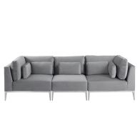Cassie Canapé 3 places, base acier inoxydable - Gris colombe 