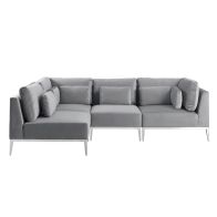 Cassie canapé d’angle gauche, base acier inoxydable – Gris colombe