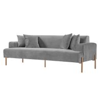Duke Three Seat Sofa - Dove Grey - Brass Legs