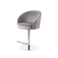 Ella Taburete de Bar - Gris paloma - Base de Plata