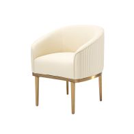 Ella Silla de comedor - Piel PU Crema - Base de Latón