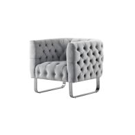Grosvenor Fauteuil, piétement chrome brossé - Gris colombe