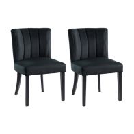 Set of 2 Hatfield Dining Chairs - Black Velvet              