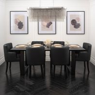 Rocco Black Dining Table and 6 Hatfield Black Faux Leather Chairs