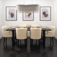 Rocco Black Dining Table and 6 Hatfield Cream Faux Leather Chairs