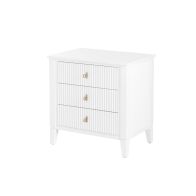 Heidi White Bedside Table Brass/Silver