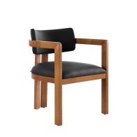 Jolie Dining Chair – Black Faux Leather – Chestnut Frame