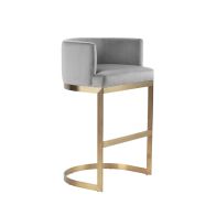 Lasco Tabouret de bar, base laiton brossé - Gris colombe