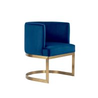 Lasco Sedia da pranzo - Blu marina - Ottone spazzolato