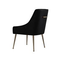 Mason Chaise de salle à manger, piétement or brossé - Noir