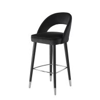 Rossini Tabouret de bar, extrémités argent - Noir