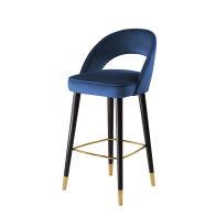 Rossini Tabouret de bar, extrémités laiton - Bleu marine