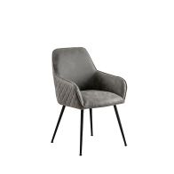 Watson Chaise Carver, piétement noir - Faux cuir gris
