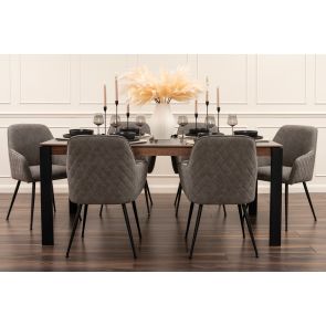 Corinna 6 Seat Dining Table Grey - Black legs 
