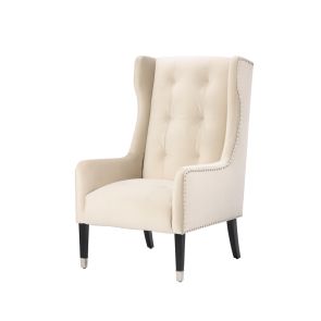 Grayson Fauteuil, finition argent – Craie