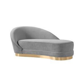 Selini Chaise longue, base laiton - Gris colombe