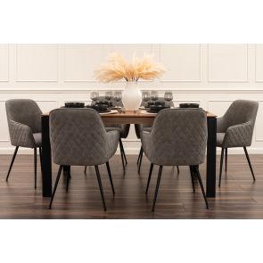 Corinna 6 Seat Dining Table Walnut - Black legs