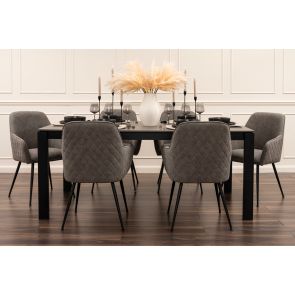 Corinna 6 Seat Dining Table Concrete effect - Black Legs