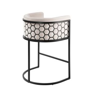 Alveare Tabouret de comptoir, base noire - Craie