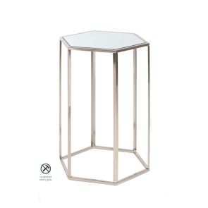 (ID:32258) Alveare Side Table - Brushed Chrome- Silver mirror