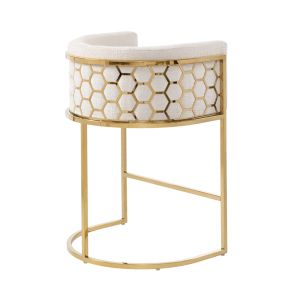Alveare Tabouret de comptoir, base laiton - Taupe Clair Chenille