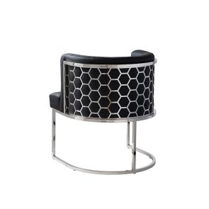 Alveare Dining Chair Silver – Black Faux Leather
