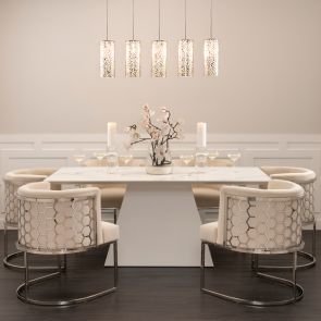Loretta Table and 6 Alveare Silver Chairs - Chalk