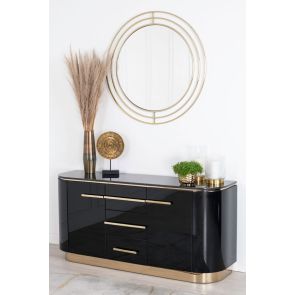 Anastasia Credenza/Buffet in Vetro nero - Ottone