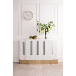 Anastasia Adjustable White Glass Radiator Cover - Brass