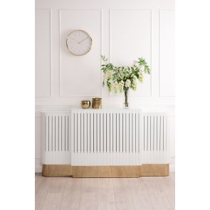 Anastasia Verstelbare Radiator Ombouw van Wit Glas - Messing