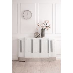 Anastasia Adjustable White Glass Radiator Cover - Silver