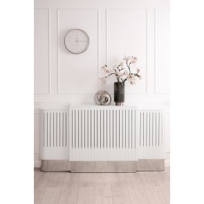 Anastasia Adjustable White Glass Radiator Cover - Silver