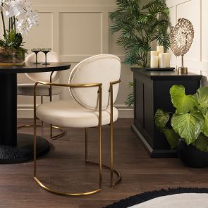 Angelica Dining Chair – Chalk – Brass 