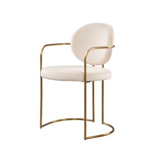 Angelica Dining Chair – Chalk – Brass 