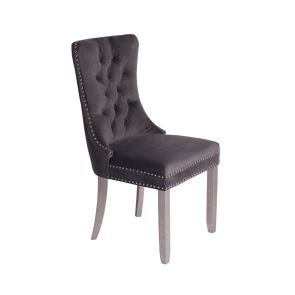 Antoinette Chaise de salle à manger, piétement étain - Gris fumé