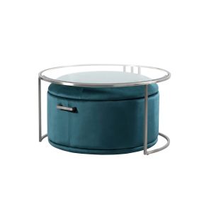 Aria Silver Coffee Table and Storage Ottoman Peacock - Set