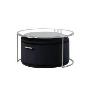 Aria Silver Coffee Table and Storage Ottoman Black - Set