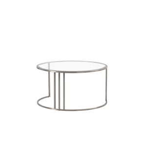 Aria Silver Coffee Table and Storage Ottoman Dove Grey - Set