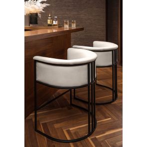 Aria Tabouret de comptoir, cadre noir – Craie