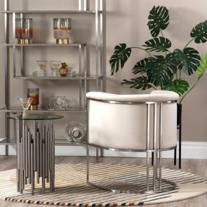 Aria Tub Stuhl - Kreide - Silber