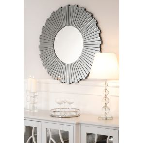 (ID:36456) Wall Mirror Smoked Grey Artemis Starburst Large Luxury Wall Mirror