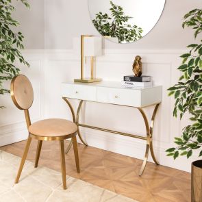 Aurelia White Glass and Champagne Gold Console Table