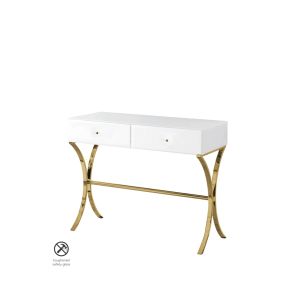 Aurélia Console en Verre Blanc et Or Champagne