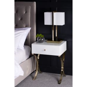 Aurelia White and Champagne Gold Bedside Table