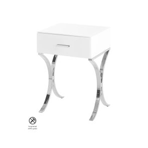 Aurelia Table de Chevet en Verre Blanc