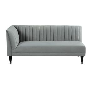 Baxter Chaise longue angle gauche, extrémités argent - Gris colombe